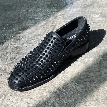 Весенне-летняя новая обувь для отдыха Lefu на плоской подошве с заклепками, увеличивающая толщину подошвы, из телячьей кожи, большая и маленькая мужская обувь