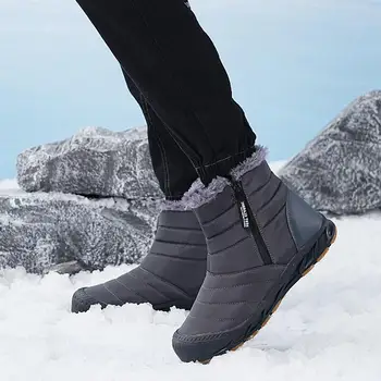 Новые зимние водонепроницаемые мужские ботильоны, теплые плюшевые мужские зимние ботинки большого размера, уличные рабочие ботинки, Модные повседневные мотоциклетные ботинки