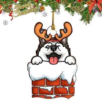 Рождественские украшения для собак, акриловые милые собачьи украшения для рождественской елки, собачьи украшения, акрил для рождественской елки для домашнего декора